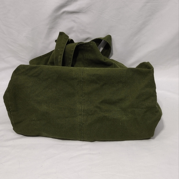 Norma Kamali Large Tote Bag Olive Green Linen Cotton Minimalist Earth Tone Beach - Picture 5 of 11